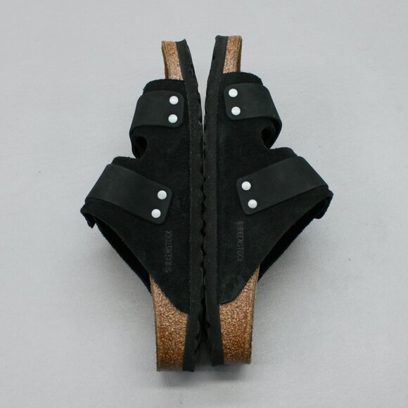 Birkenstock 38 Ladies 7 Narrow Uji Back Nubuck 2-strap Hook Loop Slides Sandals - Picture 11 of 11